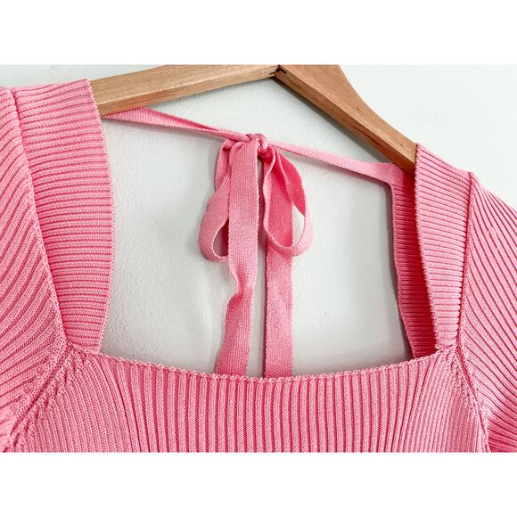Anna October | Square Neck Sweater with Back Tie | Pink | Sz M - Picture 5 of 9